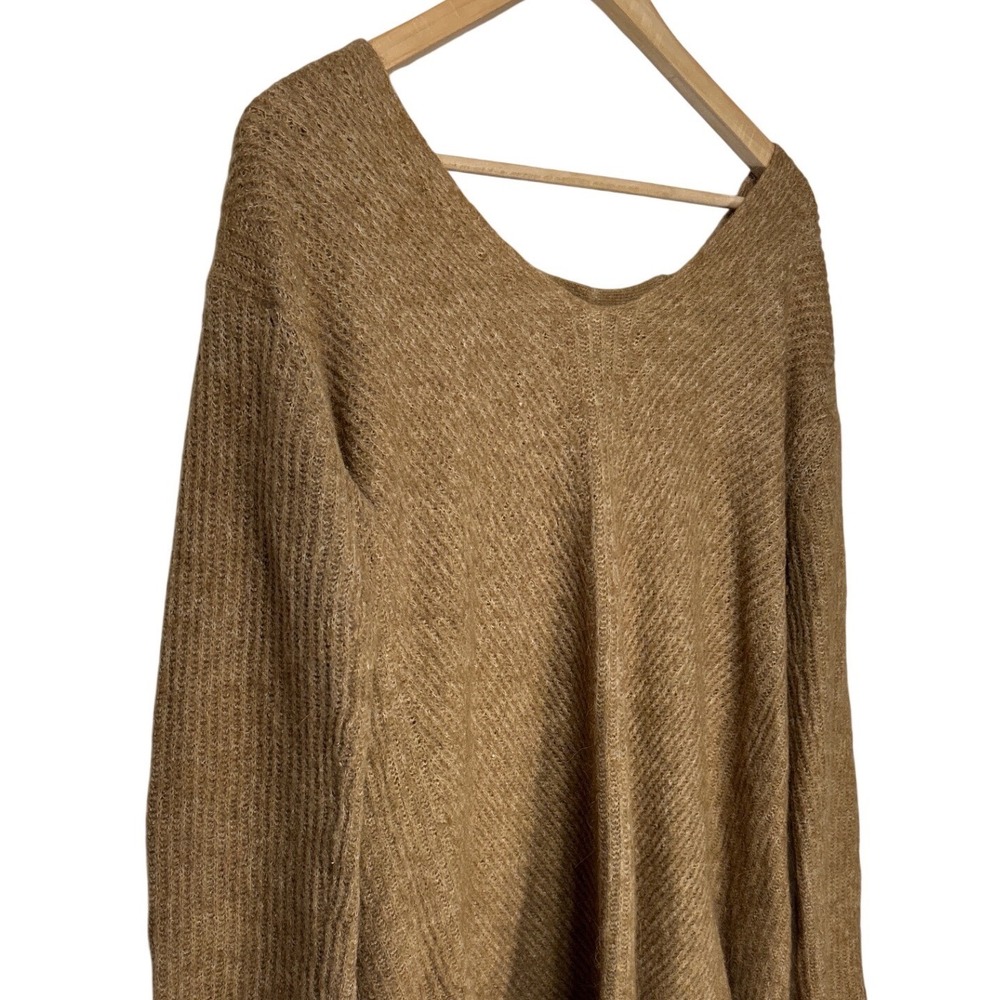 Point Sur J.Crew Camel Brown Split Back Fuzzy Knit Sweater 23" Wide 33" Long